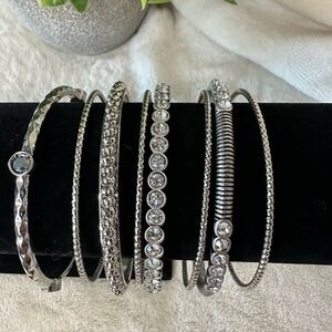 Graziano Silver and Diamond toned bangles. Set of 8.